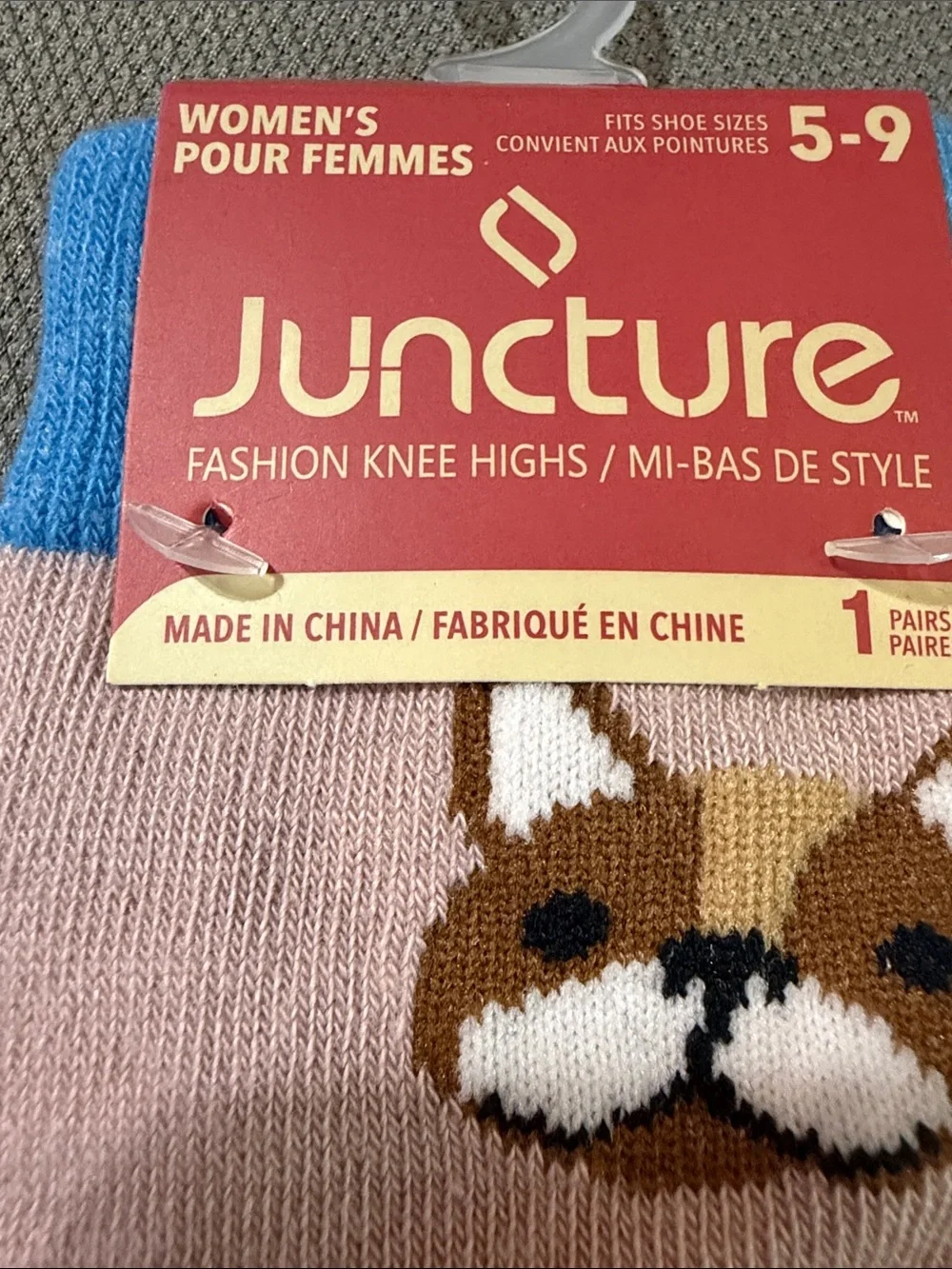 Juncture Women's Pink Cat & Dog Knee-High Socks shoe size 5-9